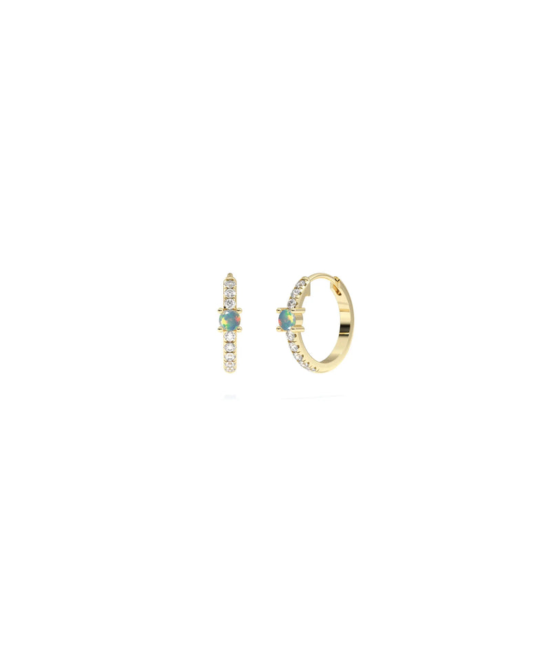 Diamond Pave with Solitaire Birthstone Hoop Earring - 79e | Everyday 14K Gold Jewelry