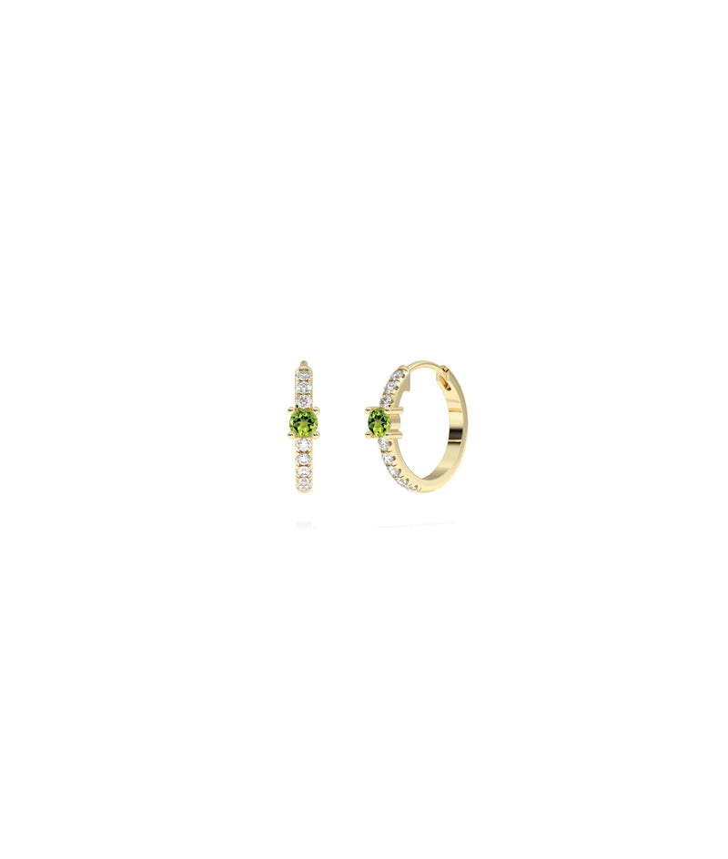 Diamond Pave with Solitaire Birthstone Hoop Earring - 79e | Everyday 14K Gold Jewelry