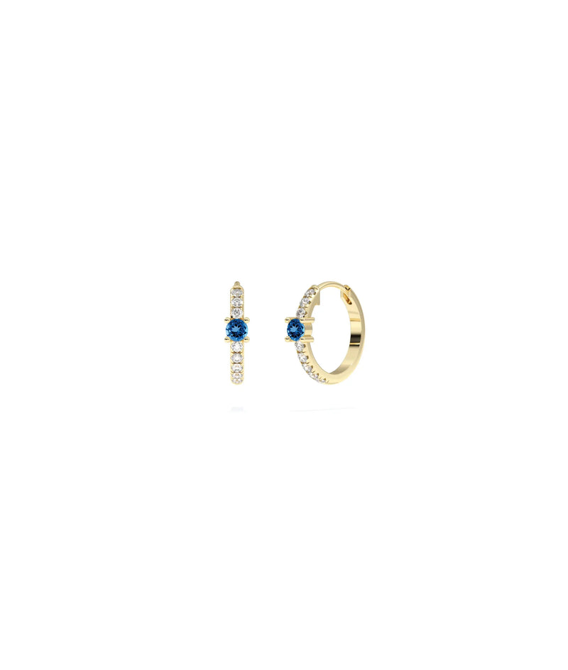 Diamond Pave with Solitaire Birthstone Hoop Earring - 79e | Everyday 14K Gold Jewelry