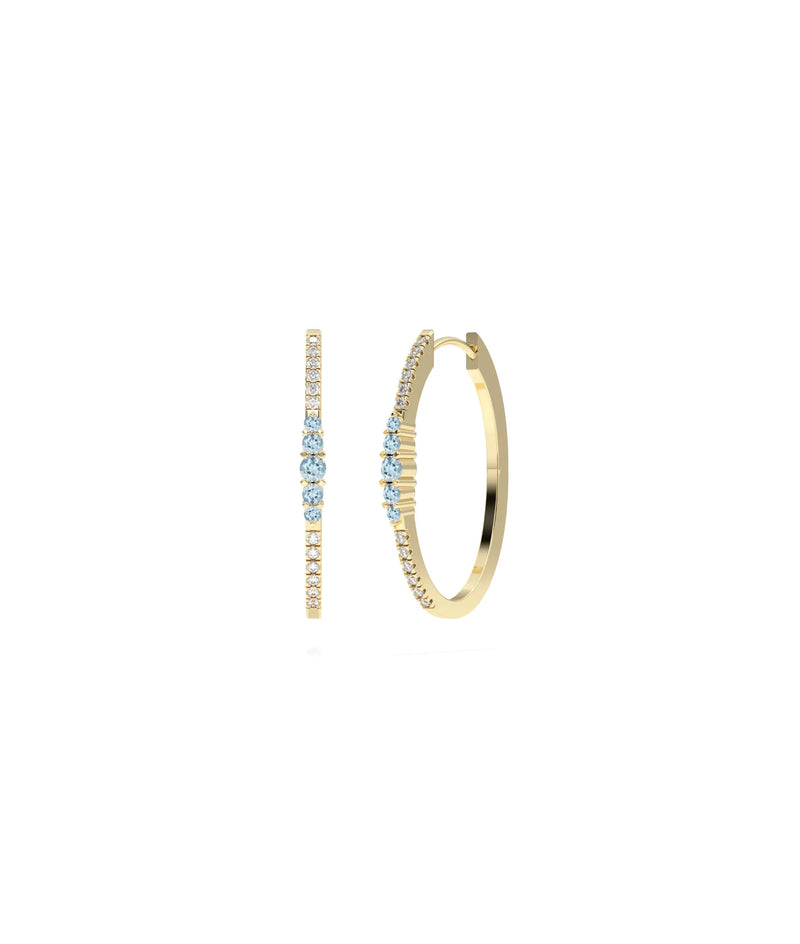 Birthstone Cluster Diamond Hoop Earring - 79e | Everyday 14K Gold Jewelry