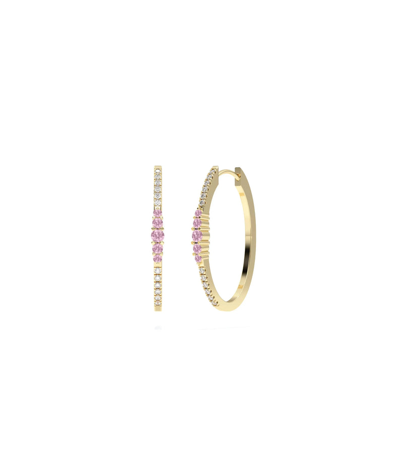 Birthstone Cluster Diamond Hoop Earring - 79e | Everyday 14K Gold Jewelry