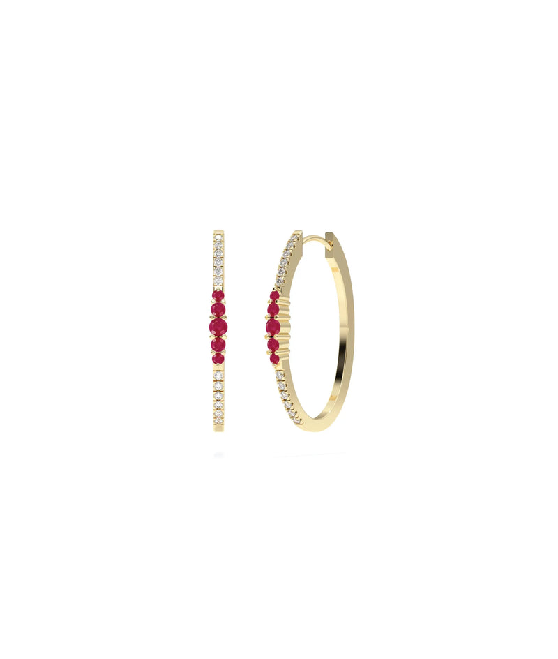 Birthstone Cluster Diamond Hoop Earring - 79e | Everyday 14K Gold Jewelry