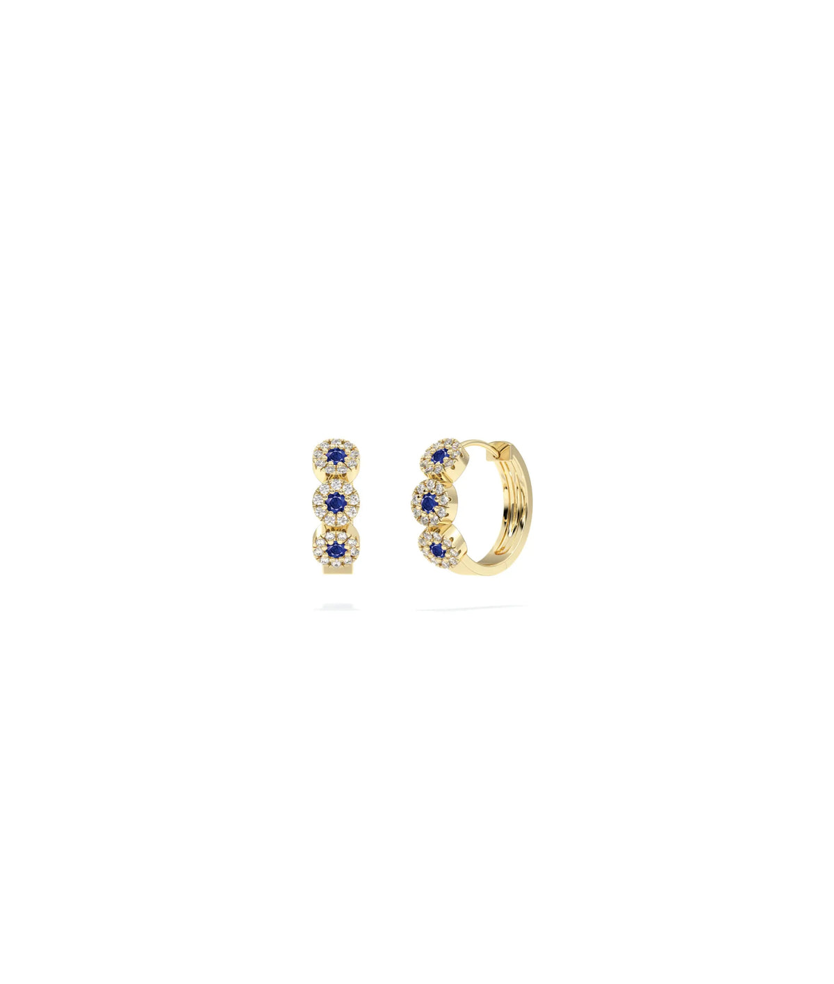 Birthstone and Diamond Halo Hoop Earring - 79e | Everyday 14K Gold Jewelry