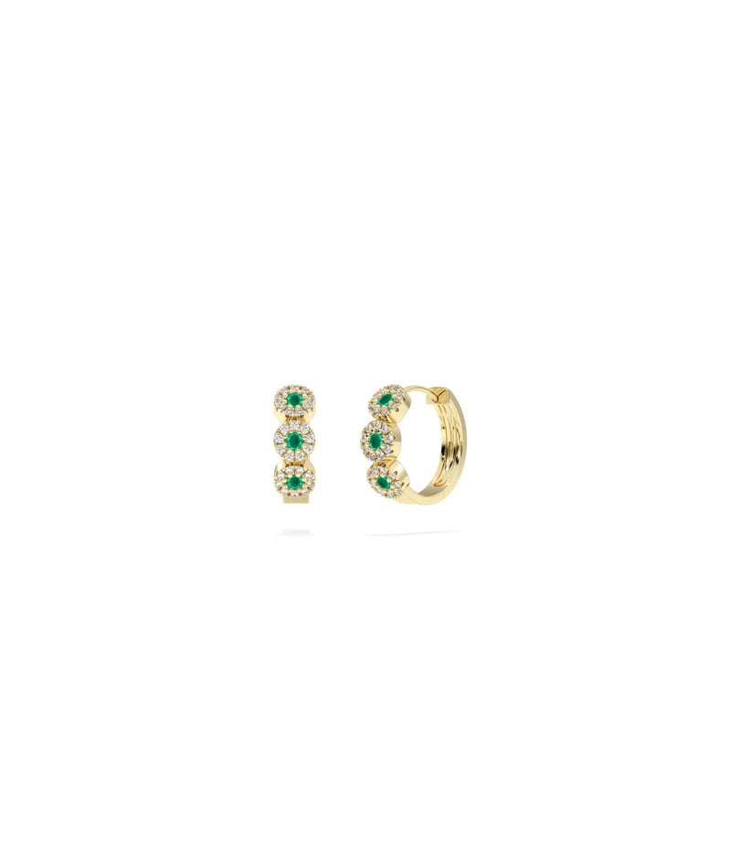 Birthstone and Diamond Halo Hoop Earring - 79e | Everyday 14K Gold Jewelry