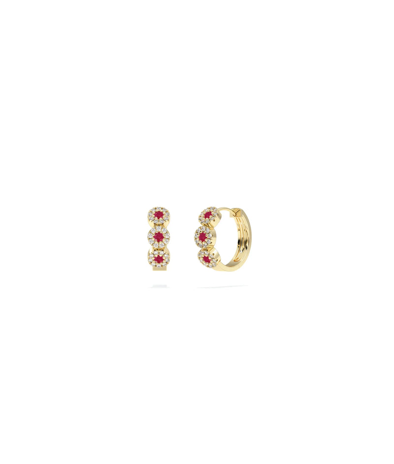 Birthstone and Diamond Halo Hoop Earring - 79e | Everyday 14K Gold Jewelry