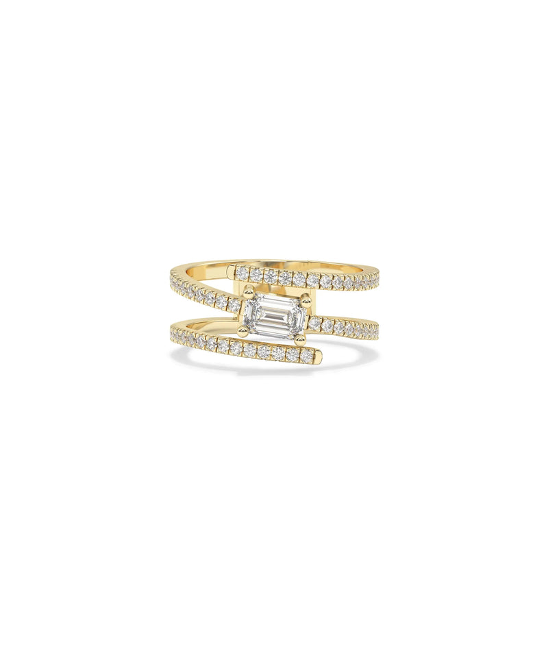 Diamond Swirl and Birthstone Solitaire Ring - 79e | Everyday 14K Gold Jewelry