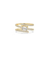 Diamond Swirl Ring with Solitaire yellow gold front view showcasing center stone
