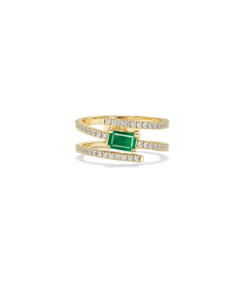 Diamond Swirl and Birthstone Solitaire Ring - 79e | Everyday 14K Gold Jewelry