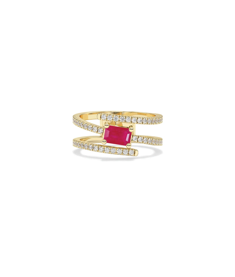 Diamond Swirl and Birthstone Solitaire Ring - 79e | Everyday 14K Gold Jewelry