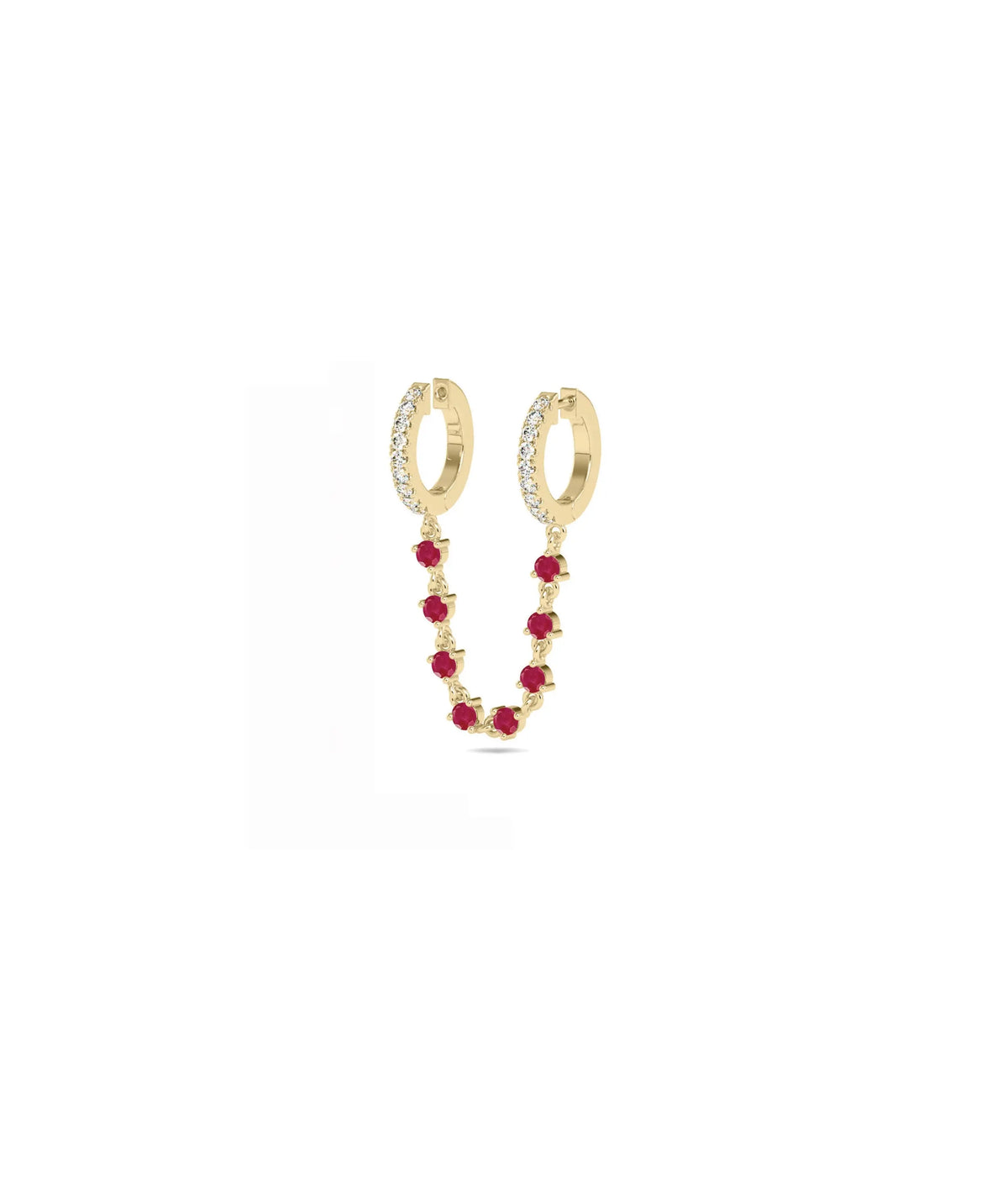 Diamond Hoop and Birthstone Dangle Single Earring - 79e | Everyday 14K Gold Jewelry