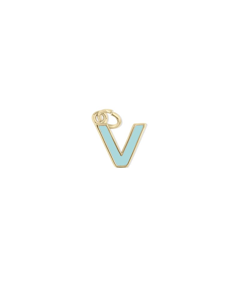 Enamel Letter Charm on bracelet lifestyle shot emphasizing colorful letter wear