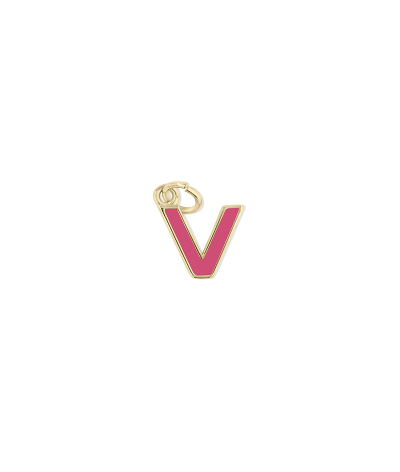 Enamel Letter Charm in yellow gold with colorful 10mm initial