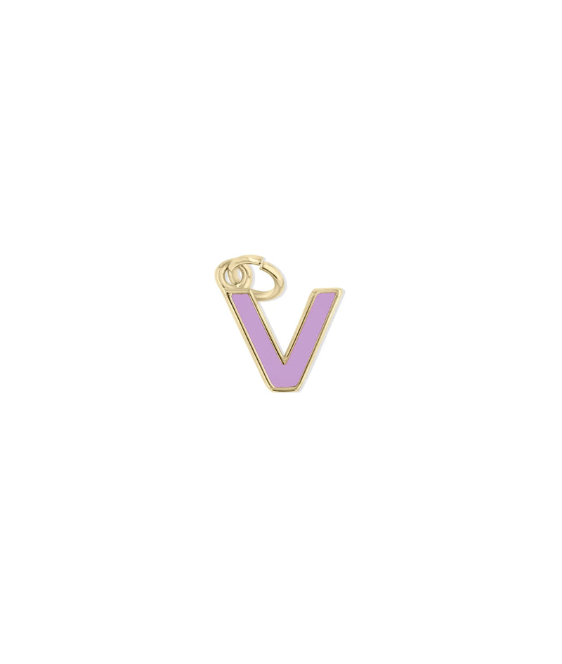 Back view of Enamel Letter Charm in yellow gold showing solid gold construction
