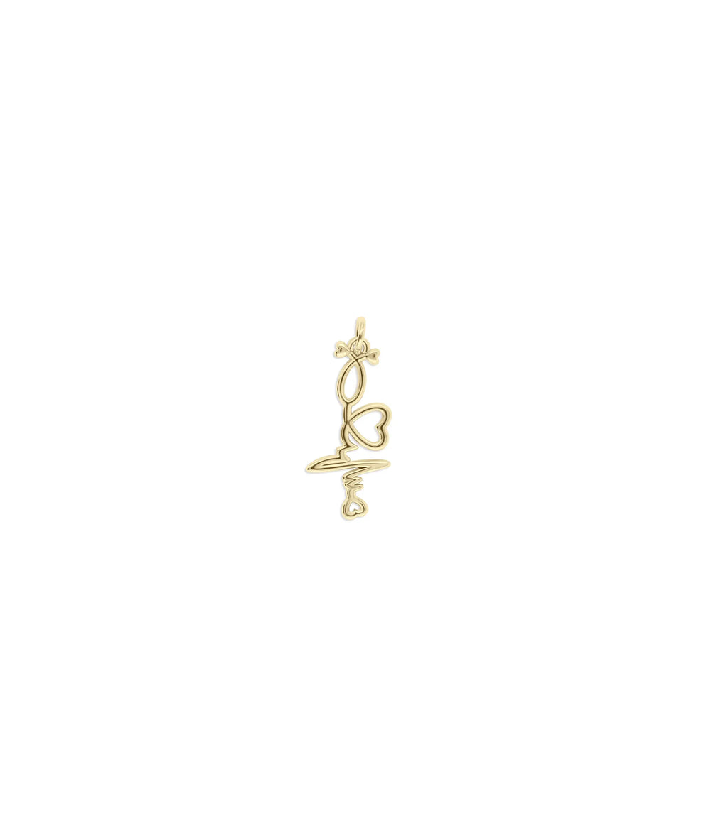 Heart Beat Gold Charm in yellow gold showing 10mm EKG pulse line