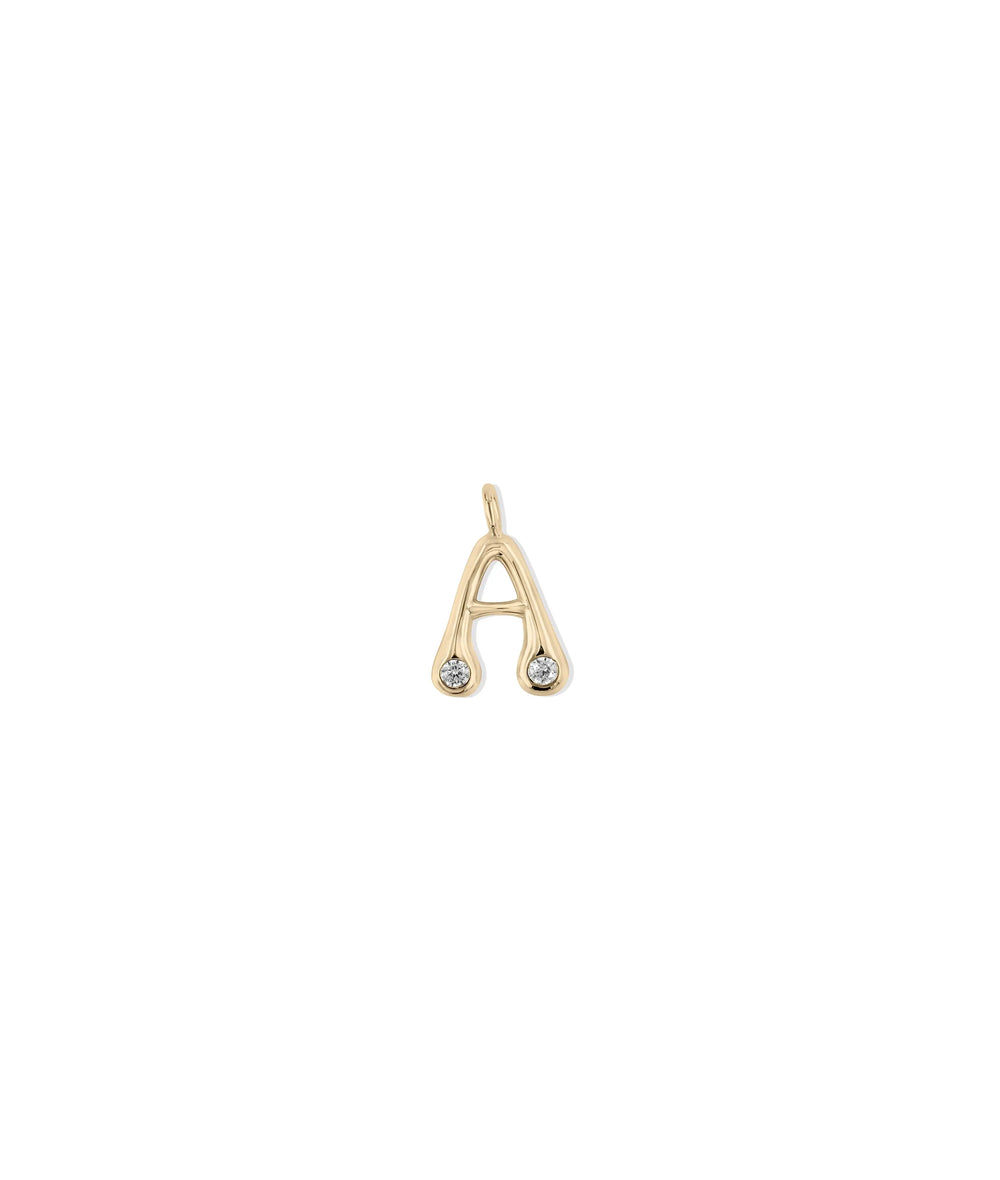 Rose gold Bubble Initial Diamond Charm featuring sparkle