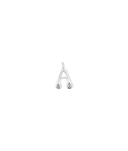 White gold Bubble Initial Diamond Charm custom design