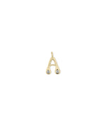 Bubble Initial Diamond Charm yellow gold personalized bold letter