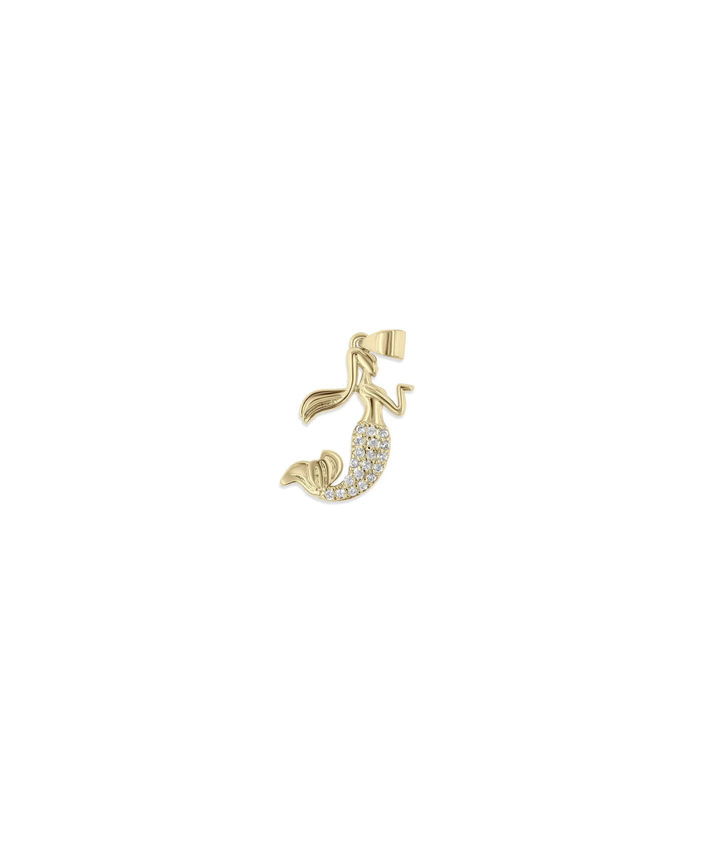 Mermaid Diamond Charm yellow gold mythical ocean symbol