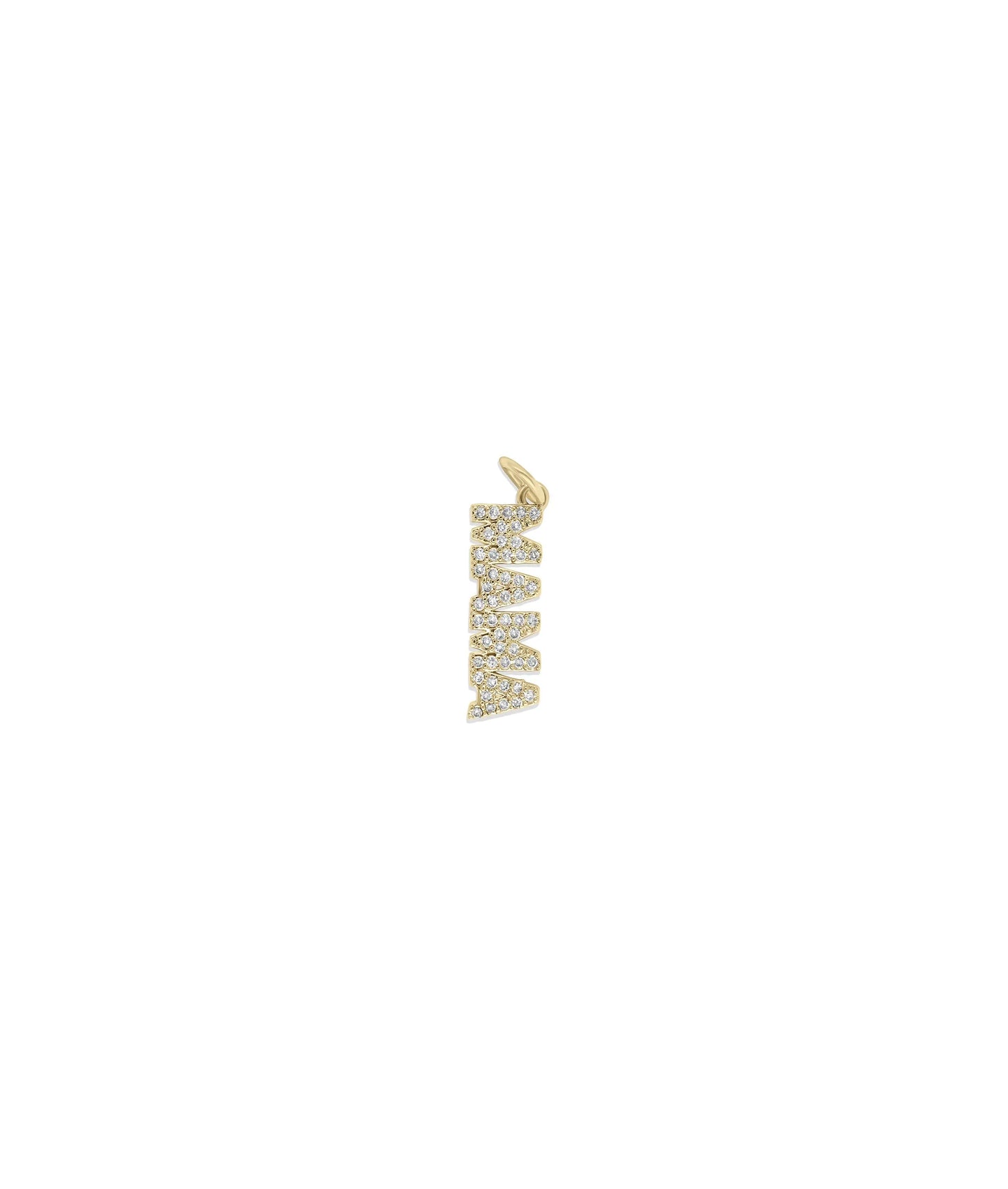 Diamond Pave Mantra Charm yellow gold personalized word