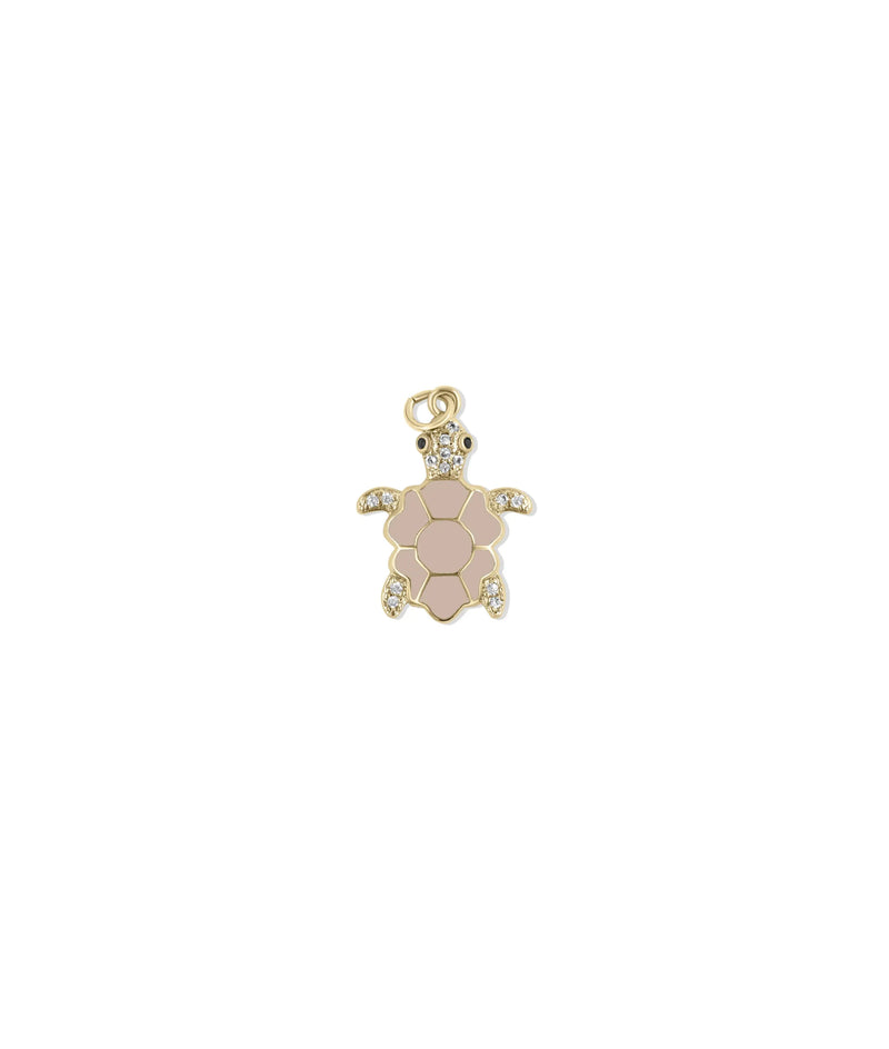 Turtle Enamel Diamond Charm worn pendant necklace display