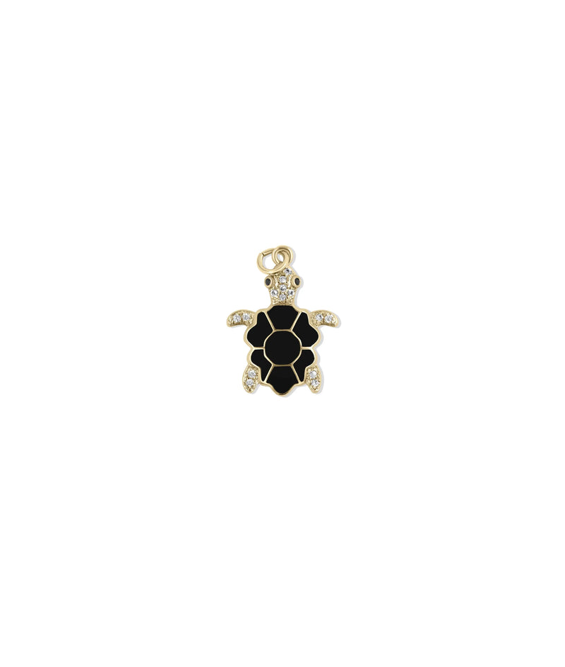 20mm turtle with vibrant enamel diamond detail view