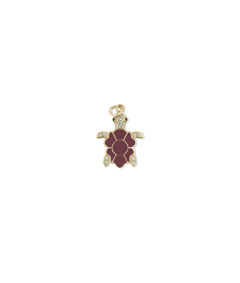 Substantial turtle charm enamel 0.12 ctw three-quarter view
