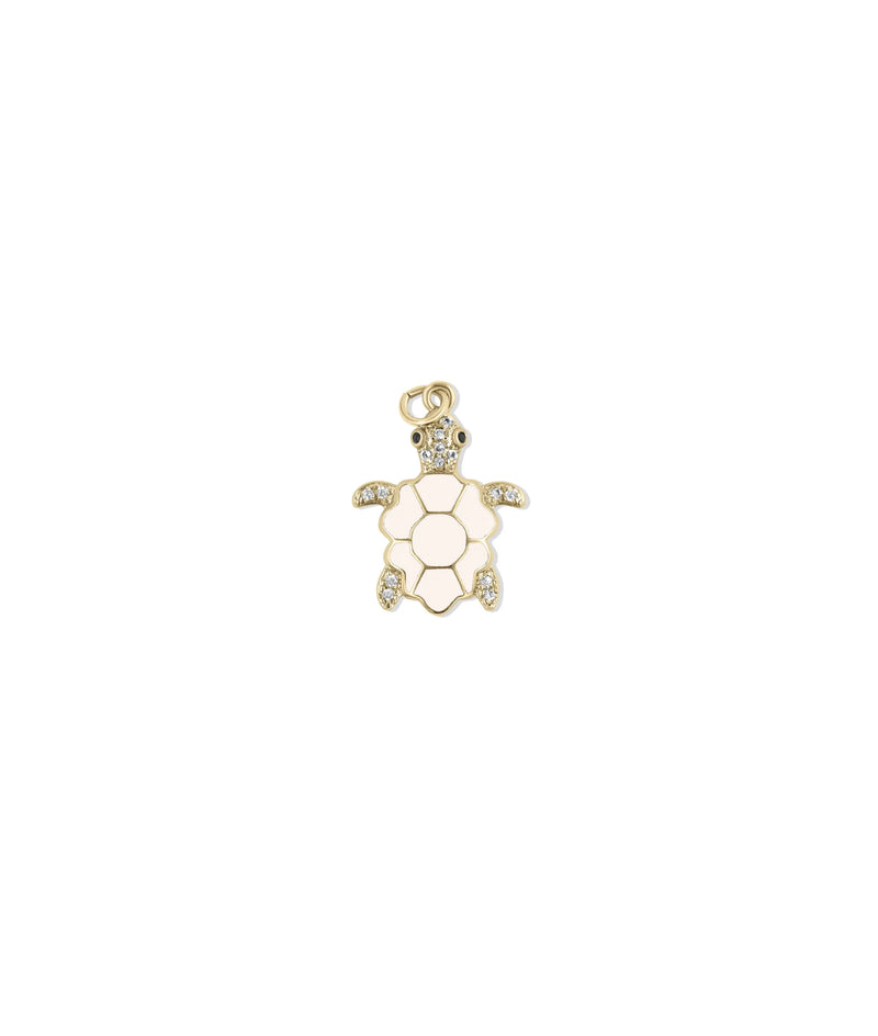 Turtle Enamel Diamond Charm worn solo necklace styling