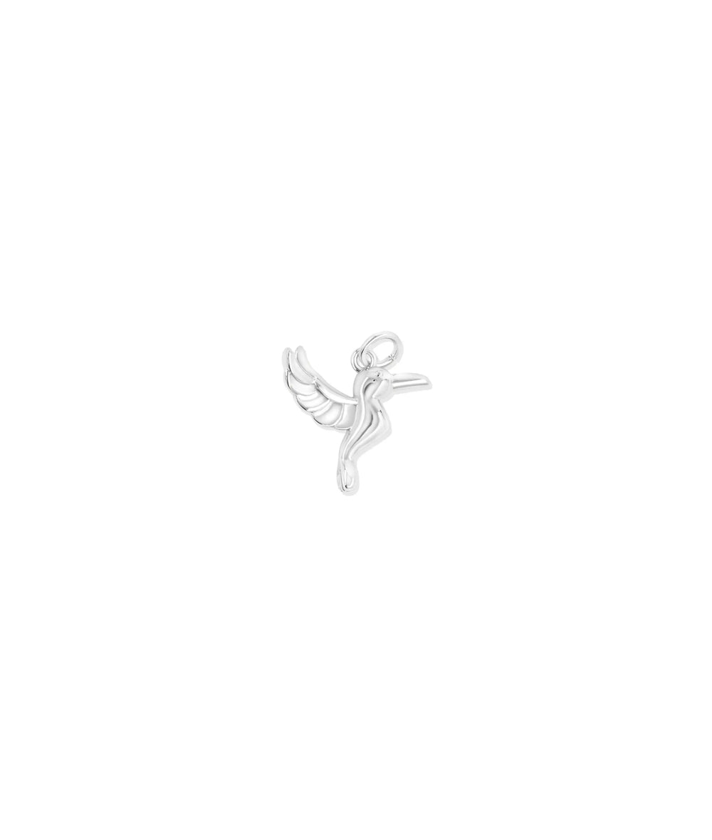 White gold Chirping Bird Charm nature design