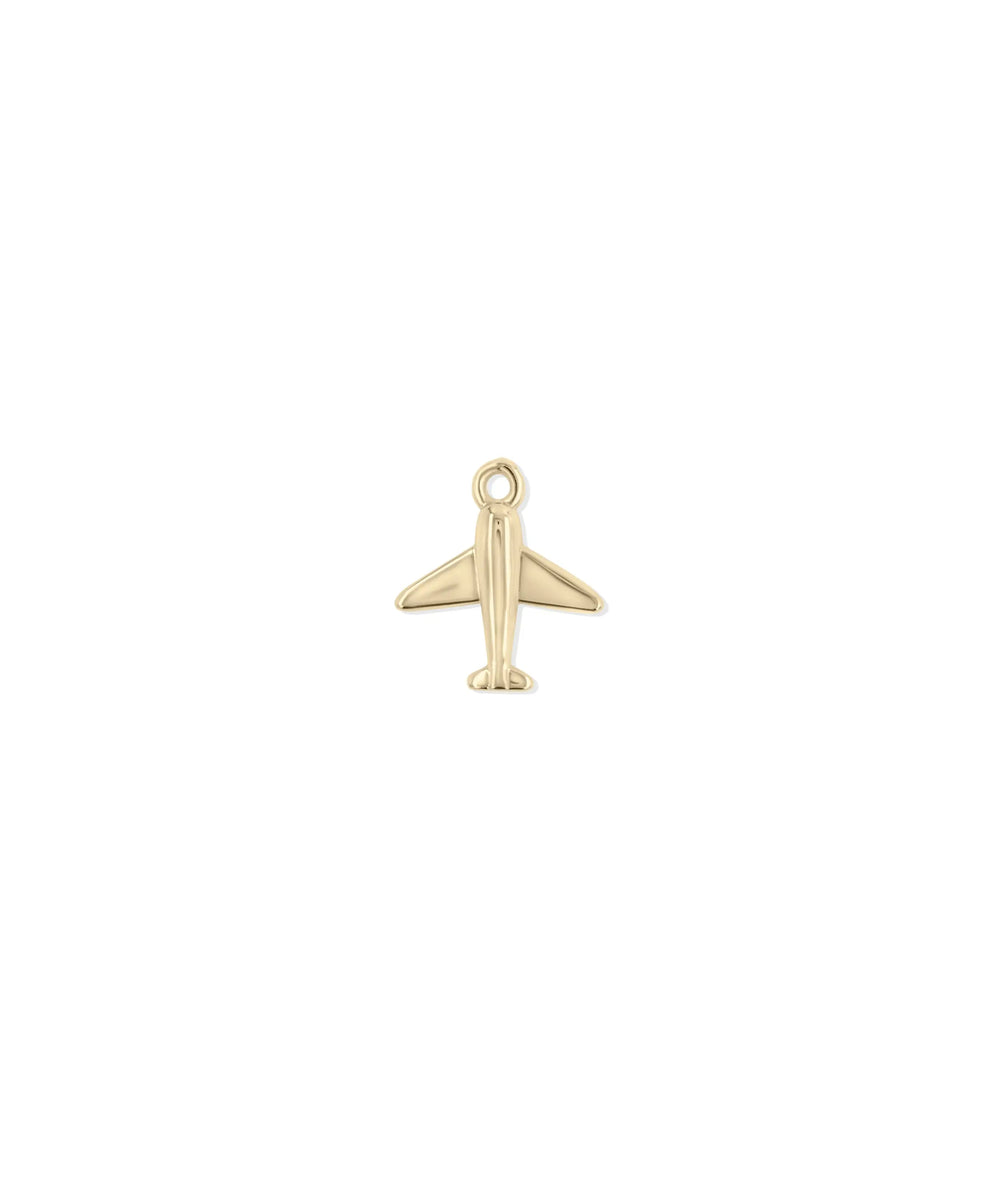 Gold Airplane Charm yellow gold travel wanderlust symbol
