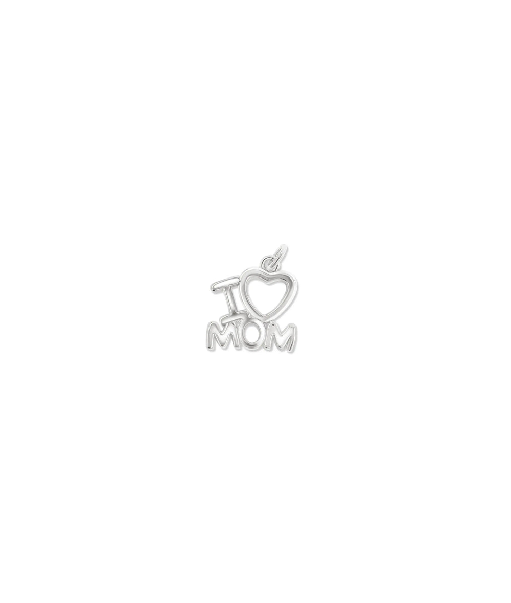 I LOVE MOM Gold Charm in white gold displaying sentimental mother message