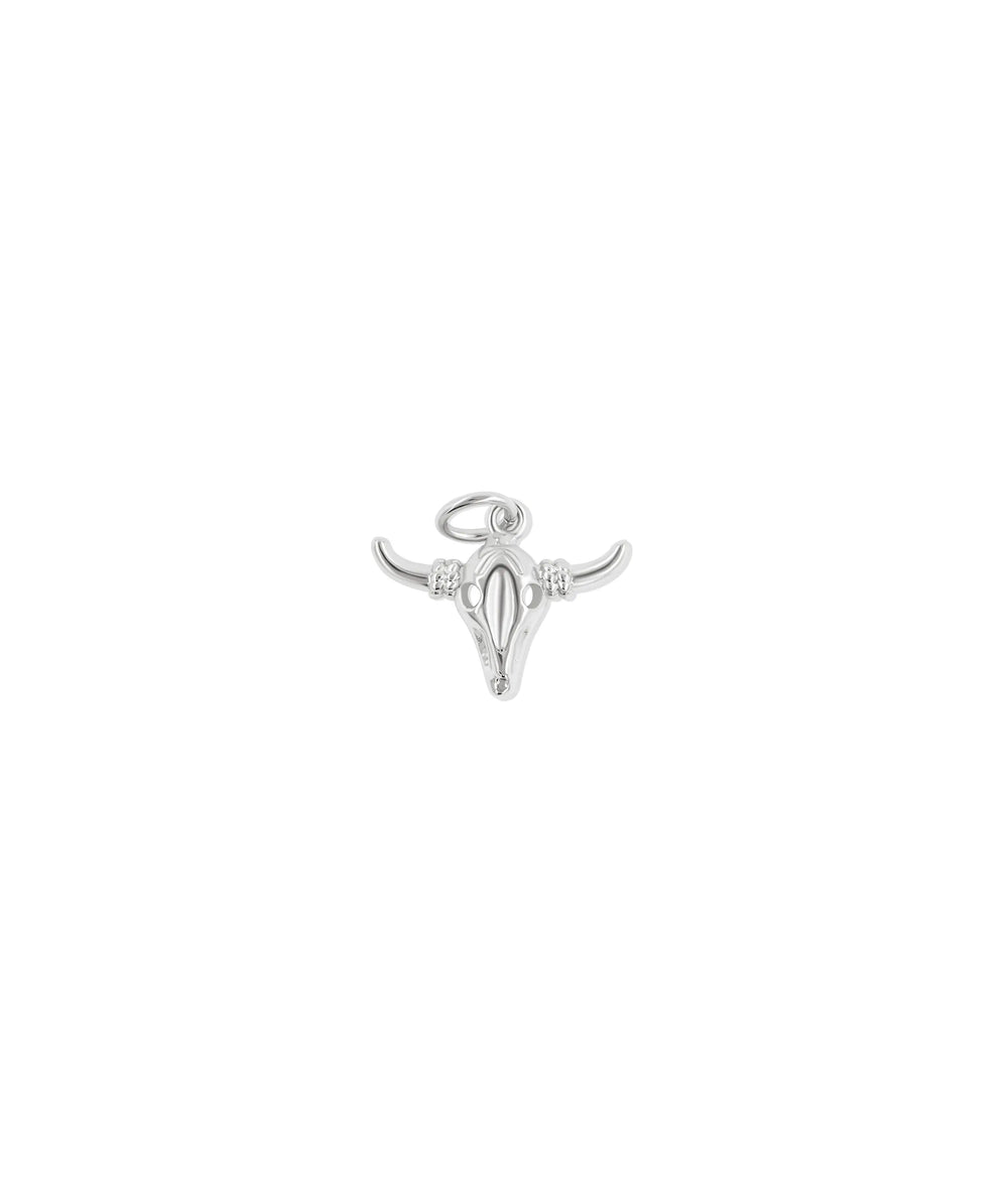 Gold Bull Charm in white gold displaying Taurus zodiac symbol design