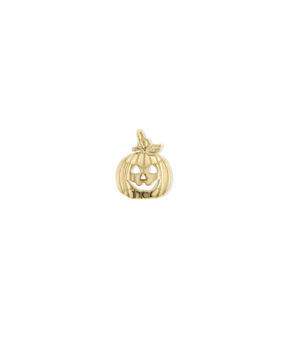Gold Pumpkin Charm in yellow gold showing 15mm seasonal pumpkin design