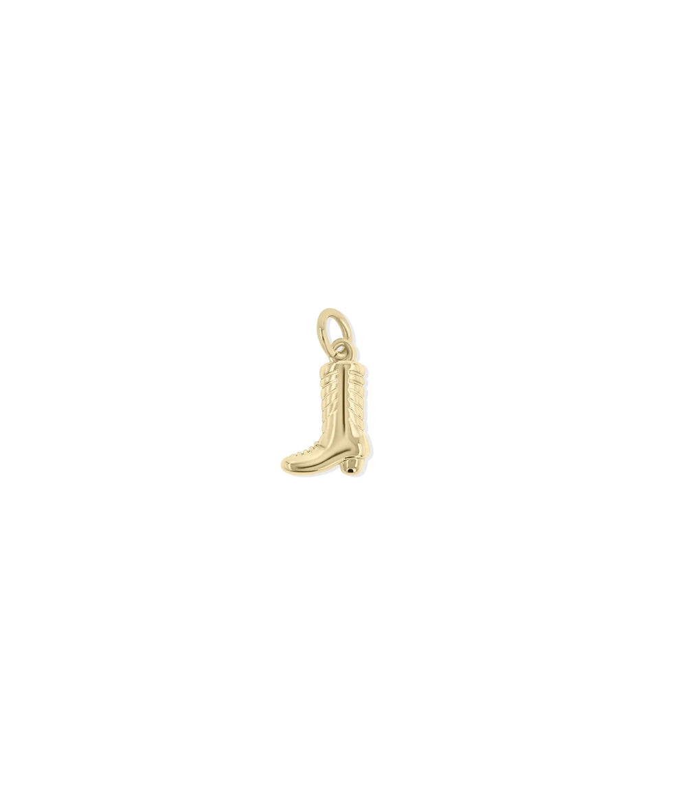 Gold Boot Charm in yellow gold showing petite 12mm boot silhouette