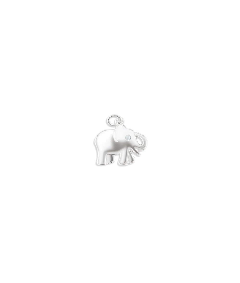 White gold Elephant Diamond Charm fortune design