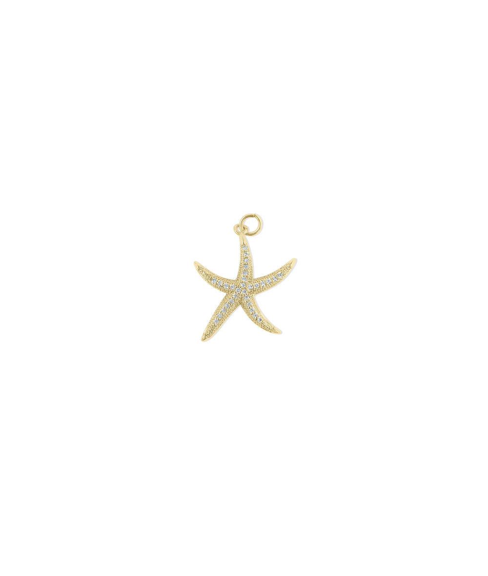 Diamond Starfish Charm yellow gold marine ocean symbol