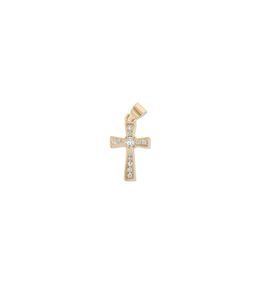 Rose gold Diamond Cross Charm featuring sacred sparkle