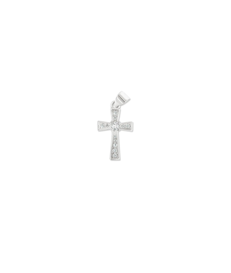 White gold Diamond Cross Charm faith expression design