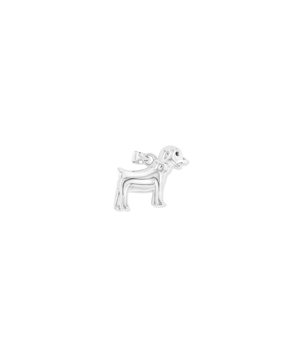 Gold Dog Charm in white gold displaying playful canine design