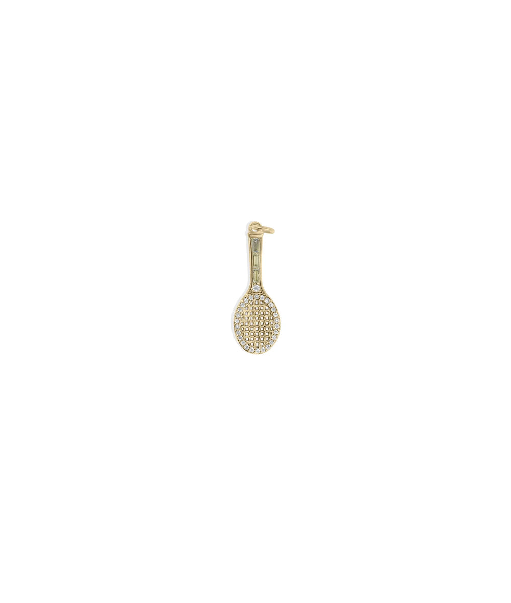 Diamond Tennis Racket Charm yellow gold athletic sports symbol
