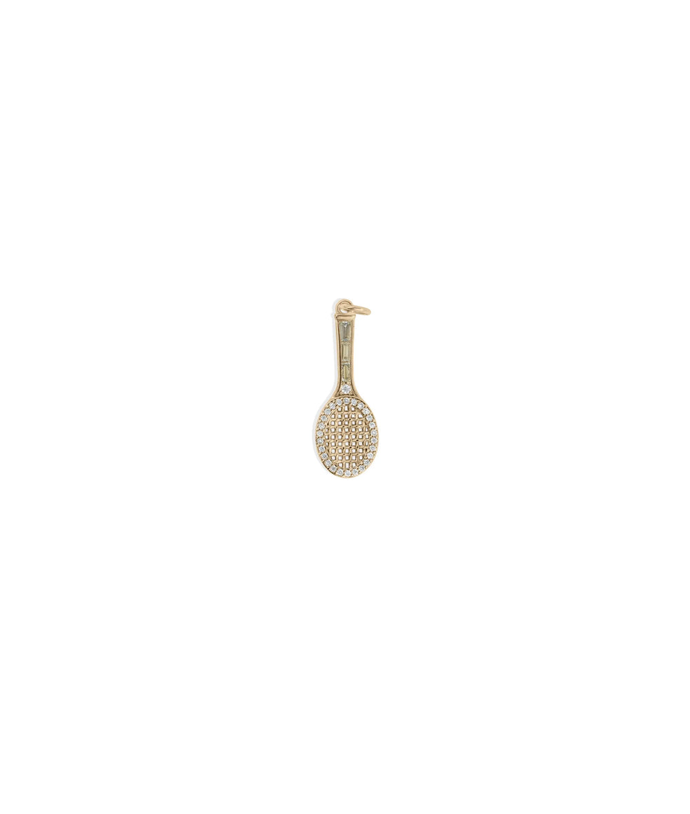 Rose gold Diamond Tennis Racket Charm featuring athletic sparkle