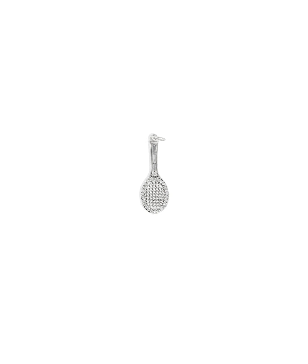 White gold Diamond Tennis Racket Charm sports passion design