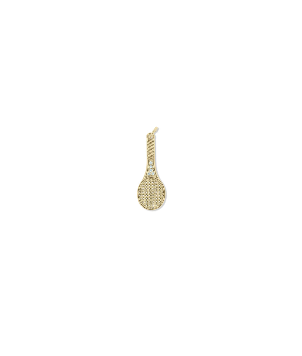 Tennis Racket Charm yellow gold athletic sports symbol