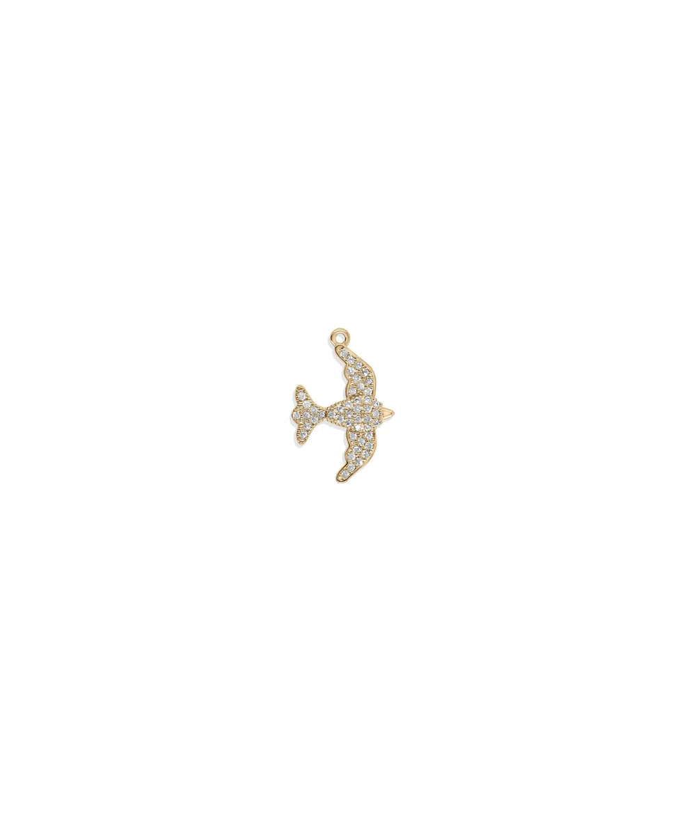 Rose gold Diamond Pave Bird Charm featuring sparkle
