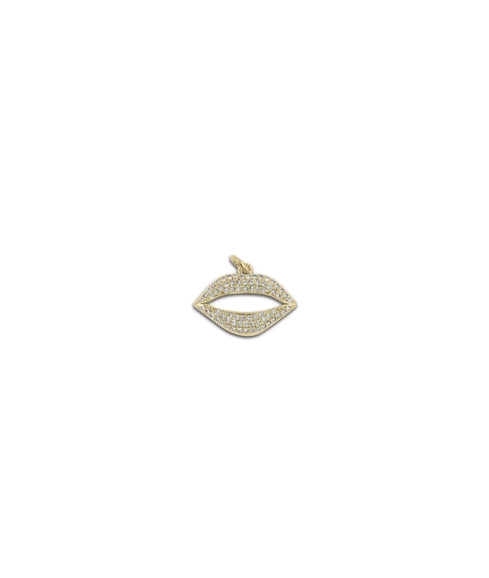 Diamond Pave Lip Charm yellow gold glamorous sparkle