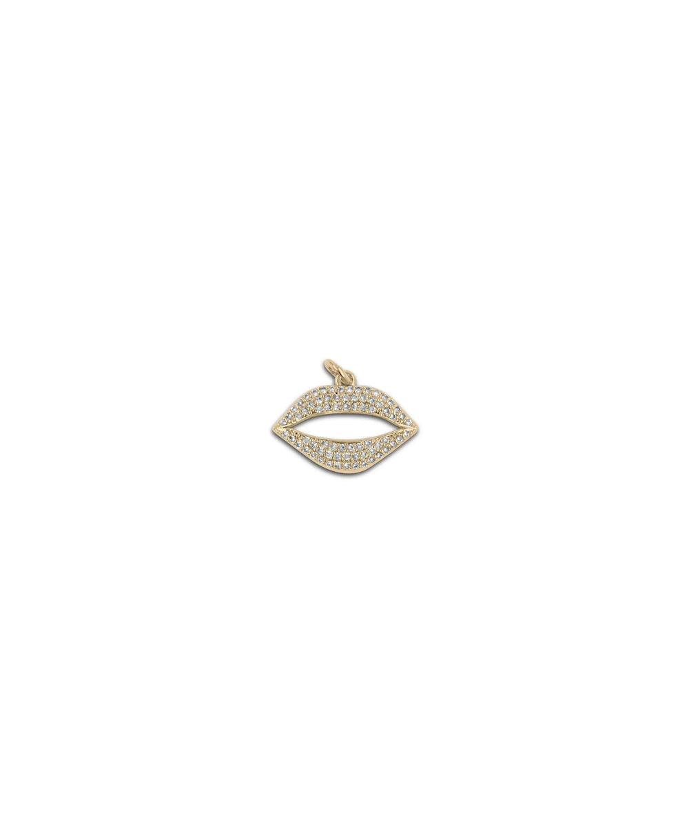 Rose gold Diamond Pave Lip Charm featuring shimmer