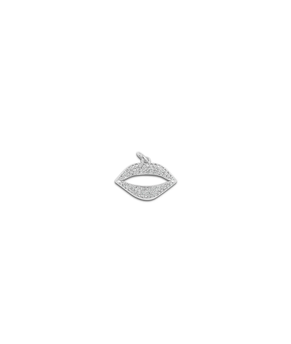 White gold Diamond Pave Lip Charm bold design