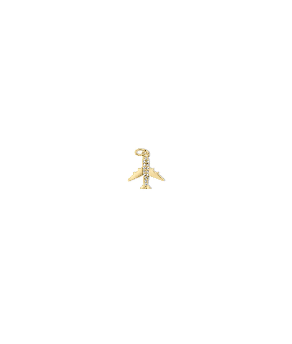 Airplane Charm Diamond yellow gold travel wanderlust symbol