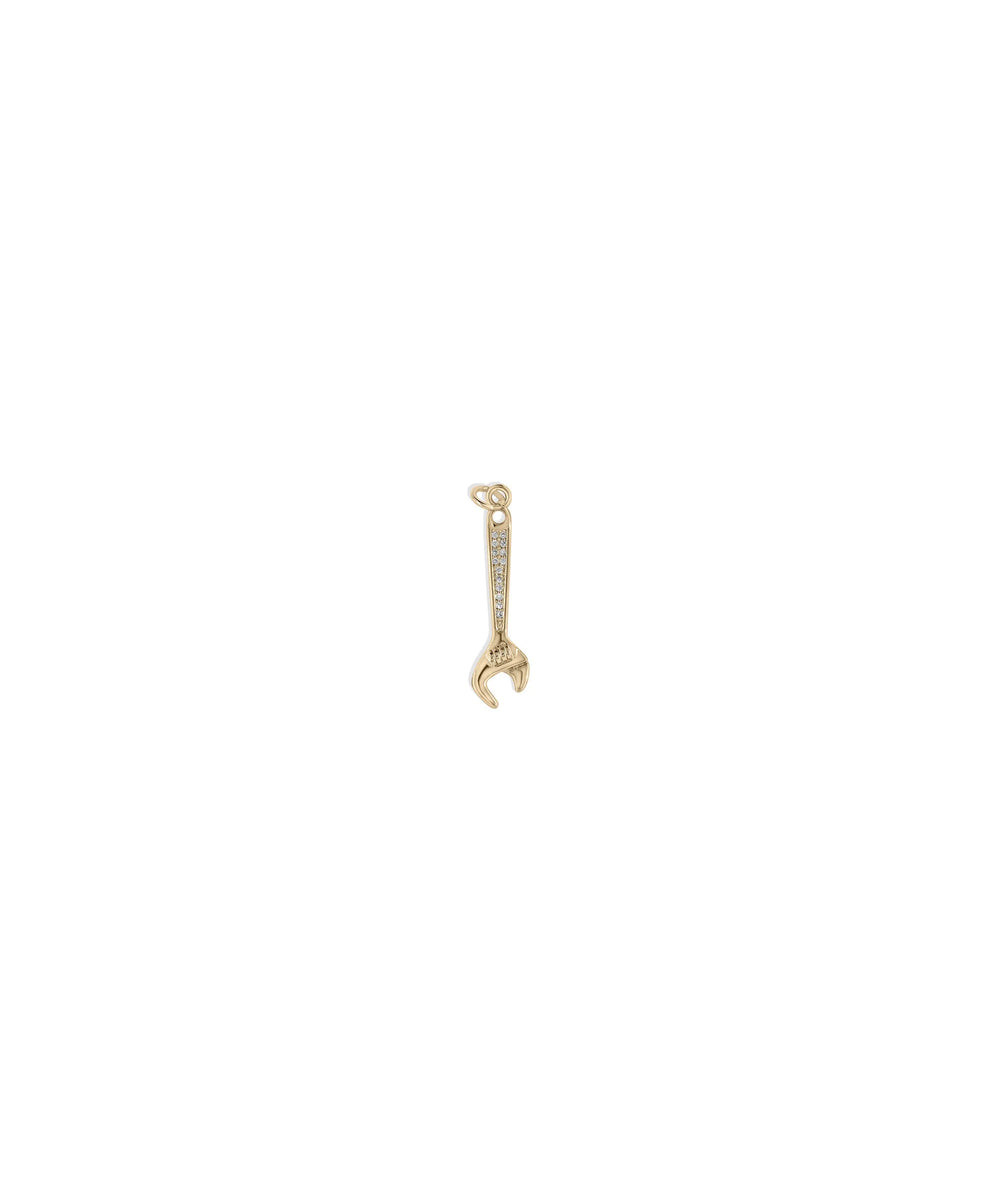 Rose gold Wrench Diamond Charm featuring tool sparkle