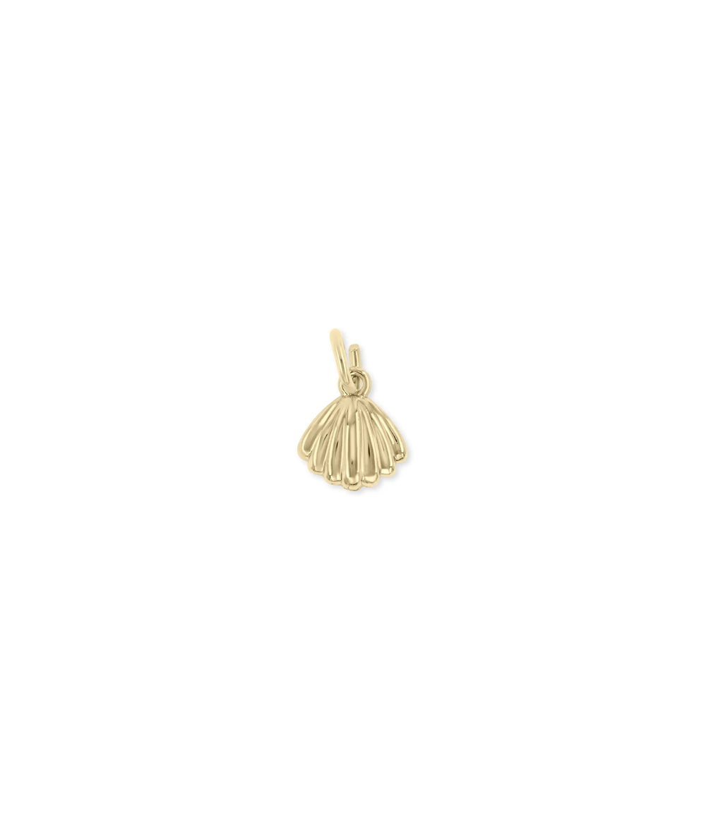 Gold Shell Charm yellow gold ocean coastal symbol