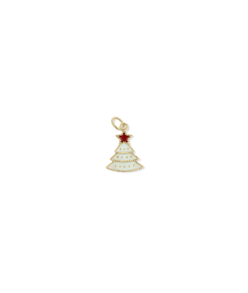 Enamel Christmas Tree Charm yellow gold festive holiday symbol